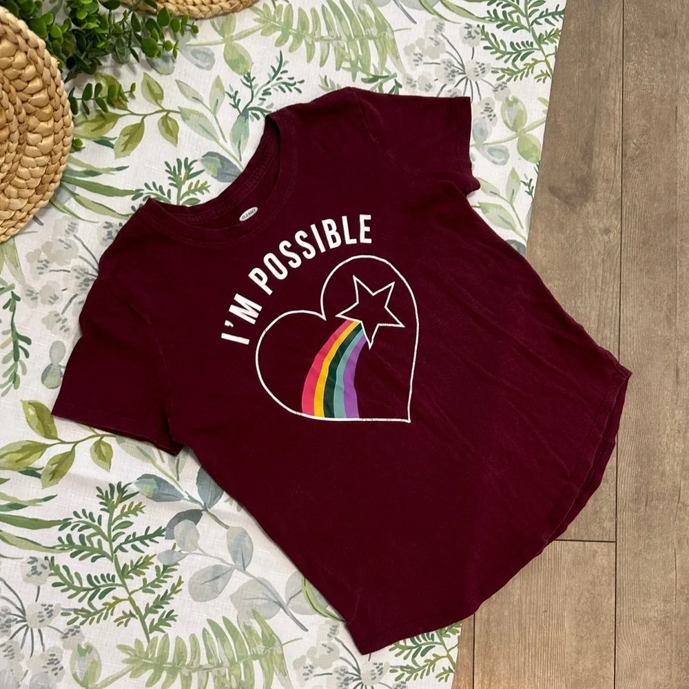 Old Navy Girl’s Positive Graphic T-Shirt I'm Possible' Cotton Size Large